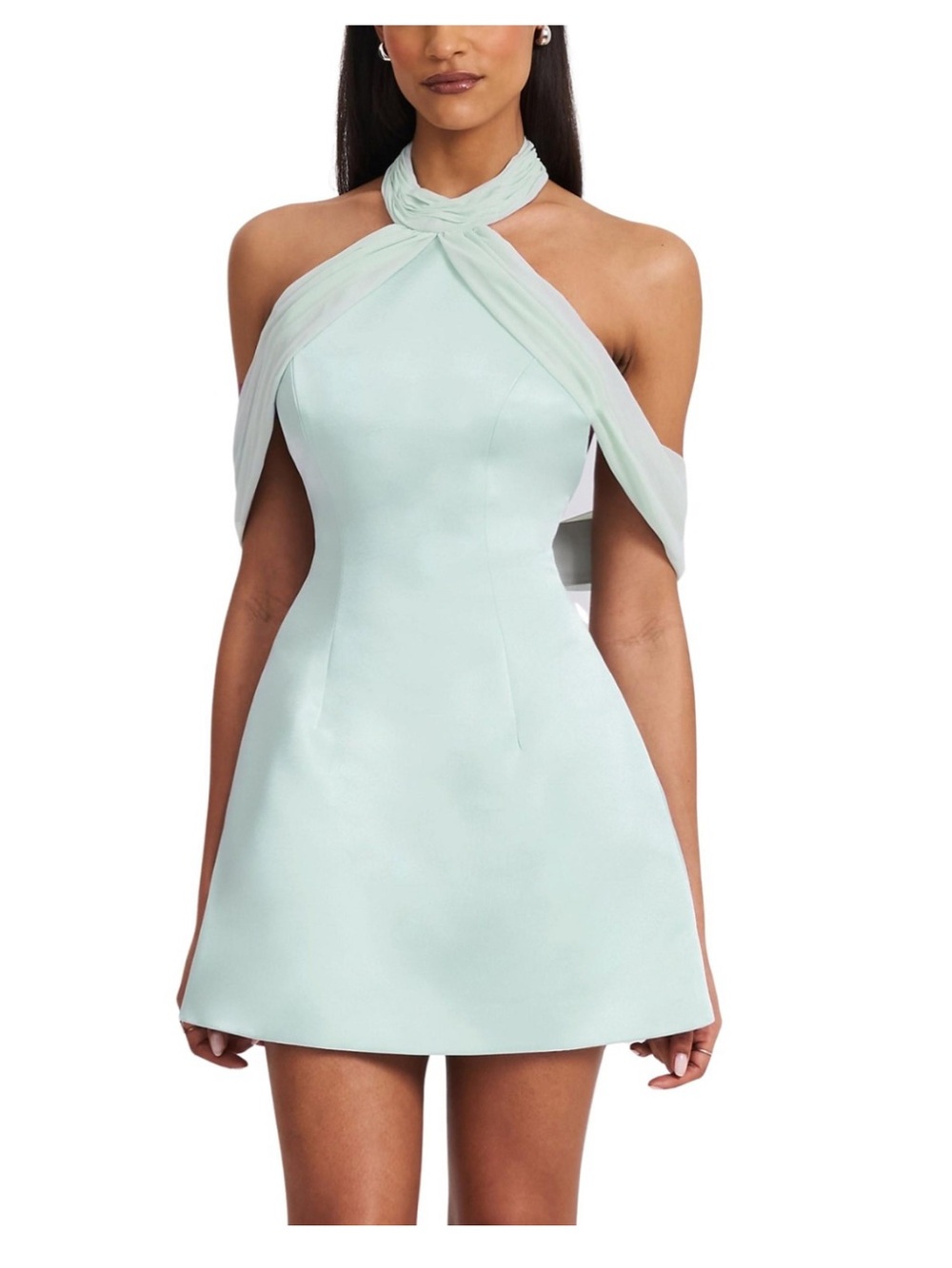 Miss Circle Halter Off Shoulder Backless Mini Dress
